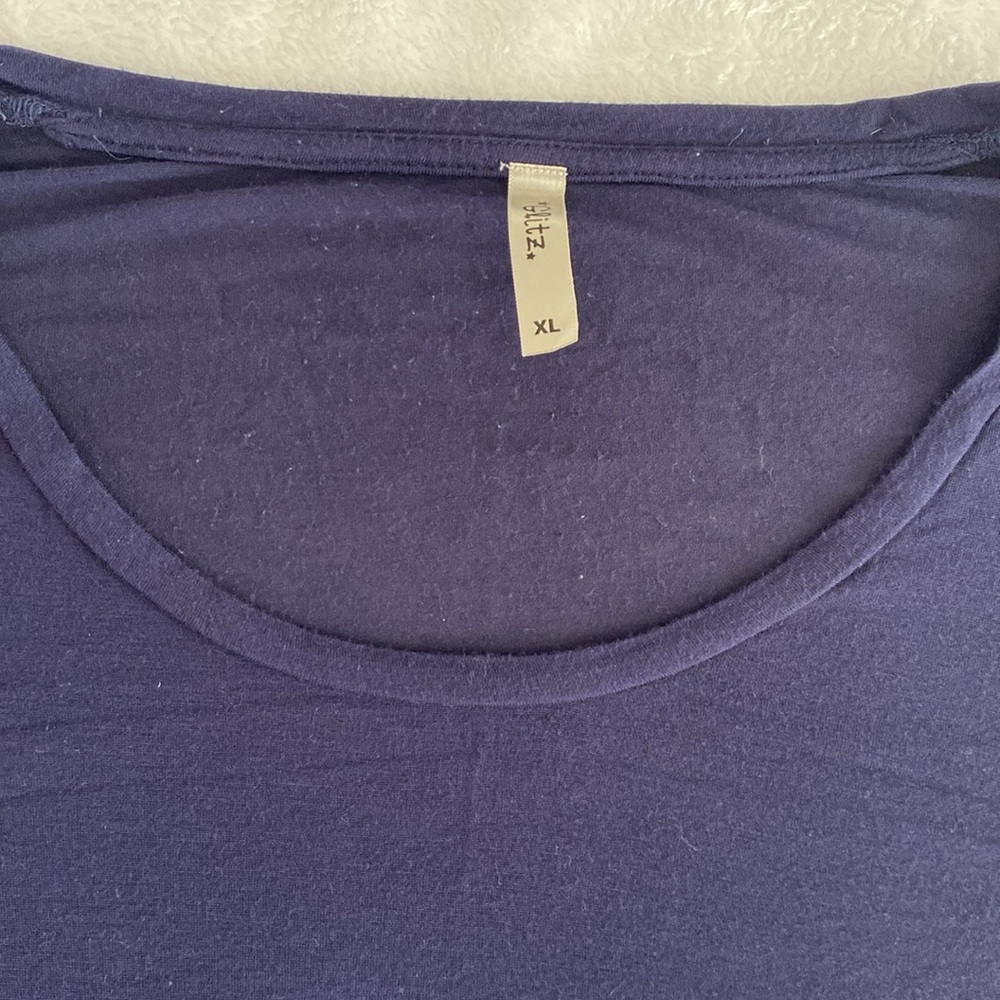 Super sheer navy long sleeve scoop neck shirt - Picture 5 of 17